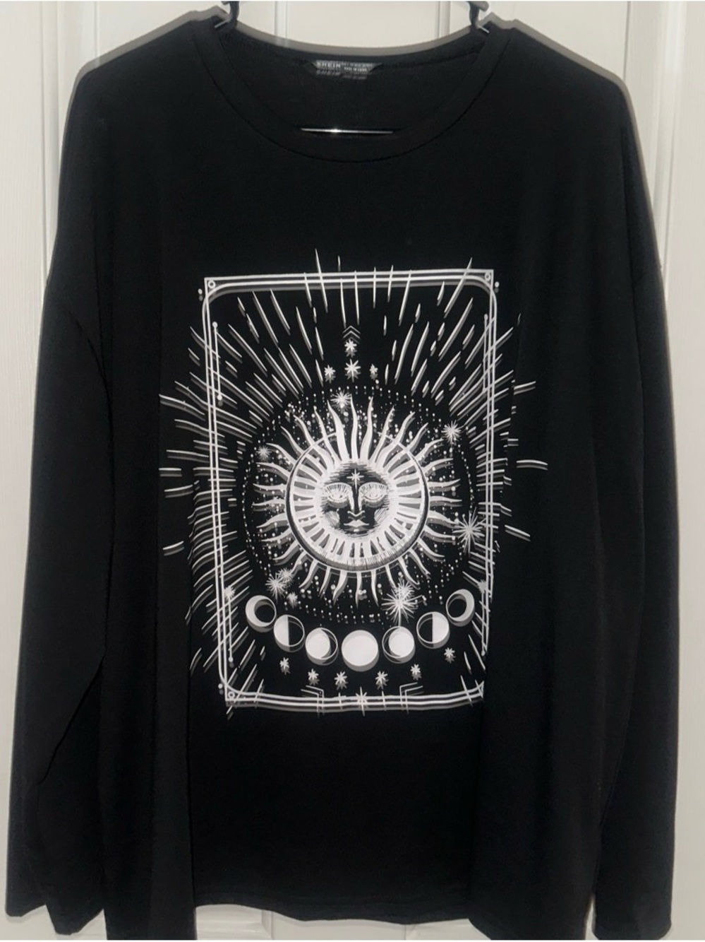 Black Graphic Sun & Moon Long-Sleeve Sweater